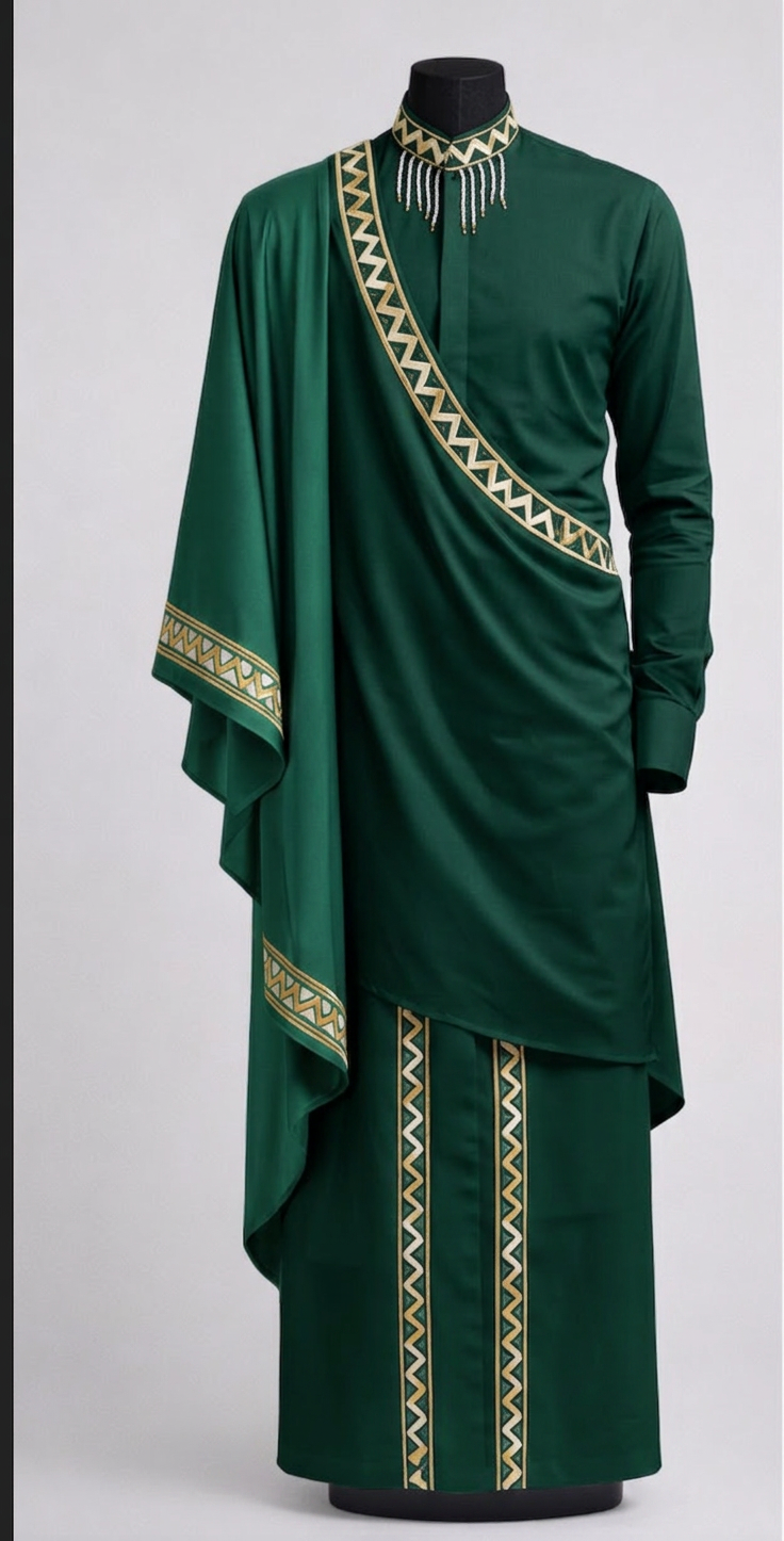 Intwari — Men's Drape — Emerald & Gold