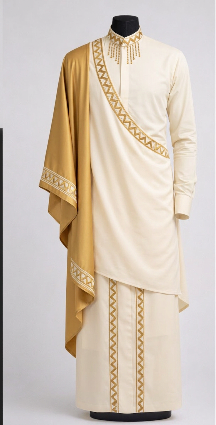 Intwari — Men's Drape — Ivory & Gold