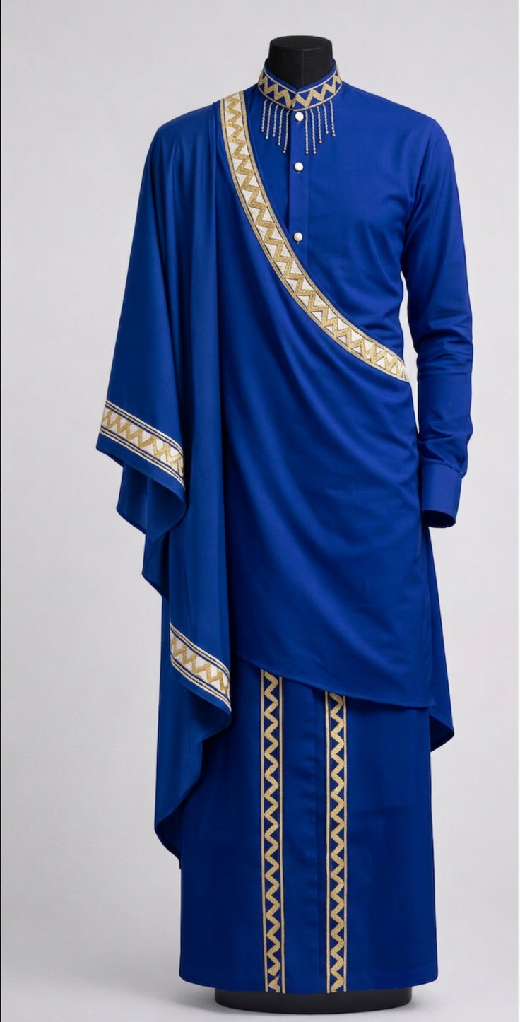 Intwari — Men's Drape — Royal Blue & Gold