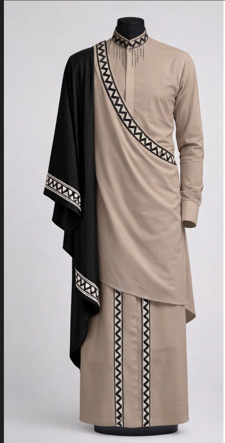 Intwari — Men's Drape — Taupe & Black