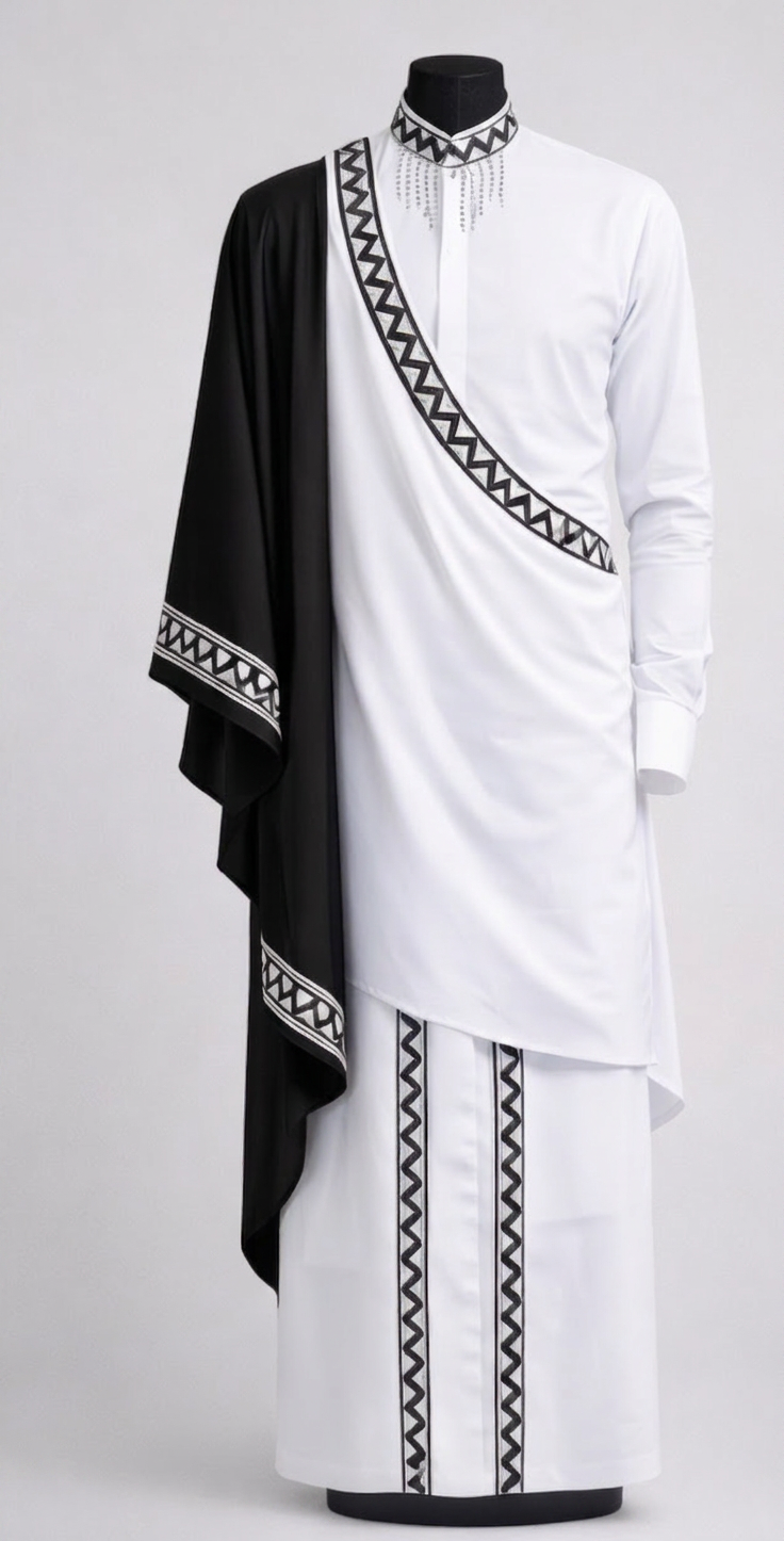 Intwari — Men's Drape — White & Black